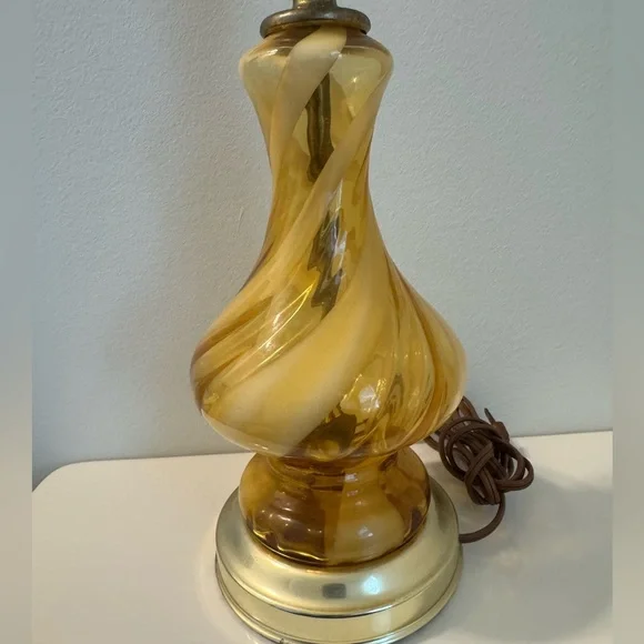 Mid Centry Modern Amber and White Swirl Murano 1960s’s Lamp Glass Empoli - Picture 3 of 11